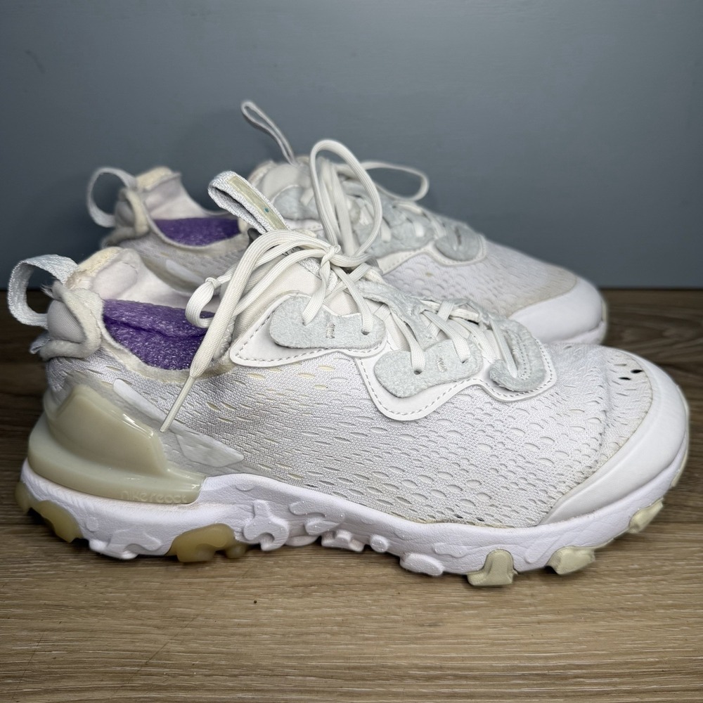 Nike Youth 6.5 React Vision Triple White Sneakers CD4373-101